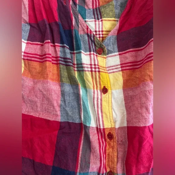 Vintage 90s made in India cotton Ace & Jig vibes plaid festival crop top S - Picture 7 of 7